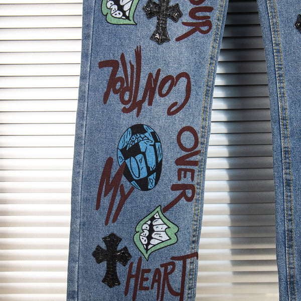 EXCLUSIVE CROSS PATCH STENCIL DENIM