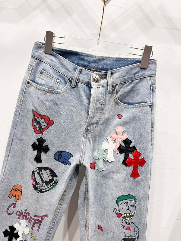 EXCLUSIVE GRAFFITI CROSS PATCH DENIM