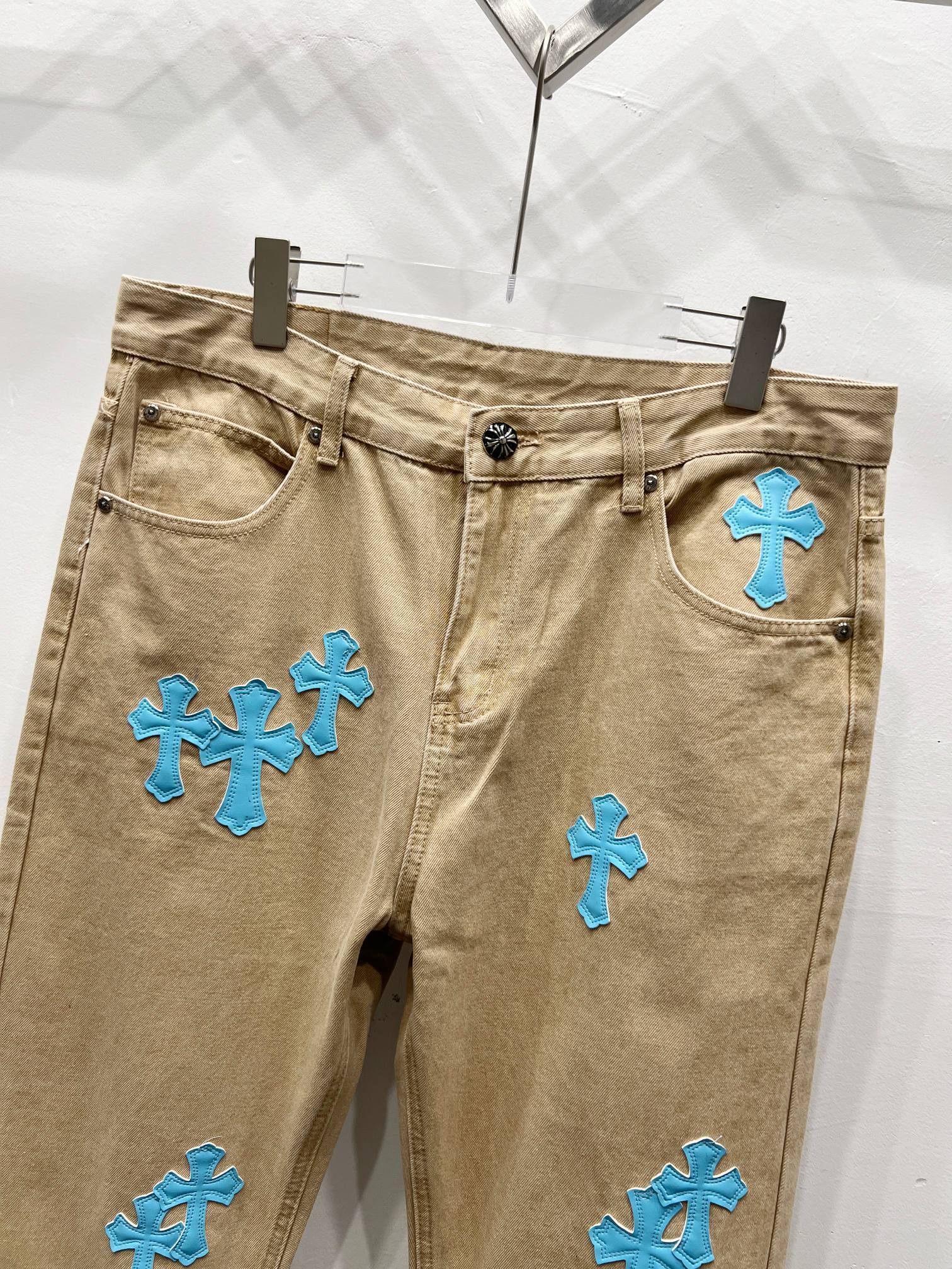 EXCLUSIVE TEAL CROSS PATCH DENIM