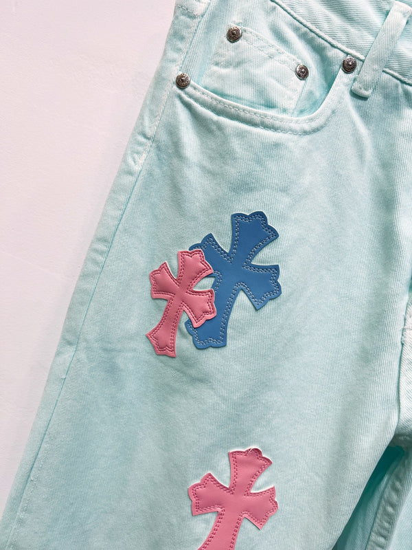 EXCLUSIVE BUBBLEGUM CROSS PATCH DENIM