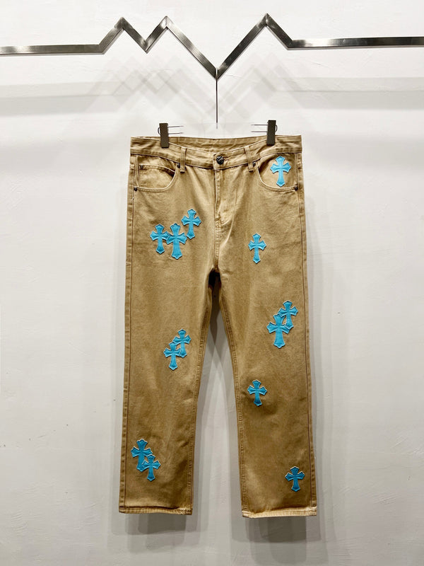 EXCLUSIVE TEAL CROSS PATCH DENIM