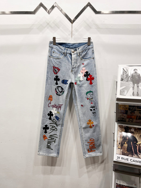 EXCLUSIVE GRAFFITI CROSS PATCH DENIM